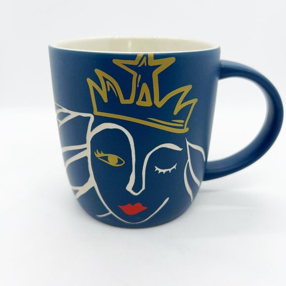 Starbucks Anniversary 2016 Mug with Mermaid wink etched Ceramic Navy blue - Picture 1 of 7